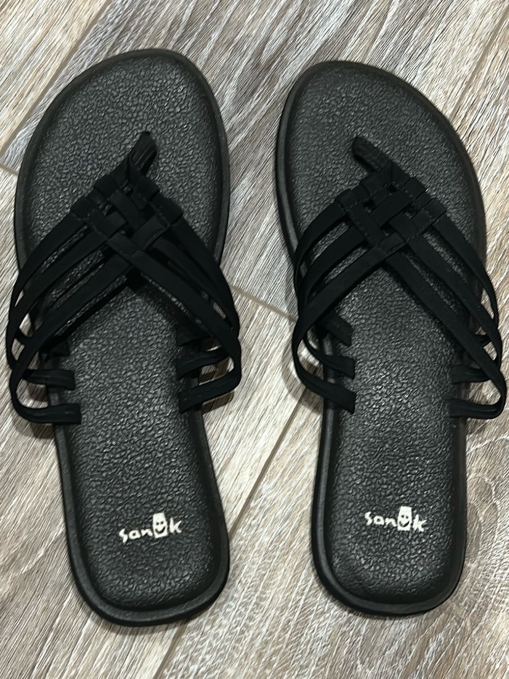 Sanuk Women’s Black Multi‑Strap Slide Sandals